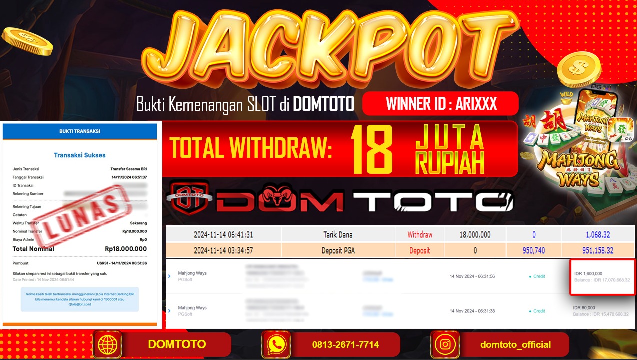 JACKPOT SLOT MAHJONG WAYS 14 NOVEMBER 2024